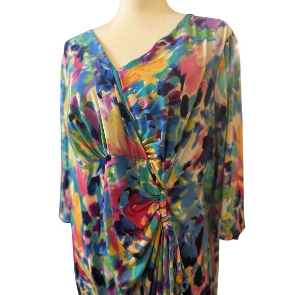 London Times Faux Wrap Midi Dress, Plus Size 2XL - Picture 3 of 6